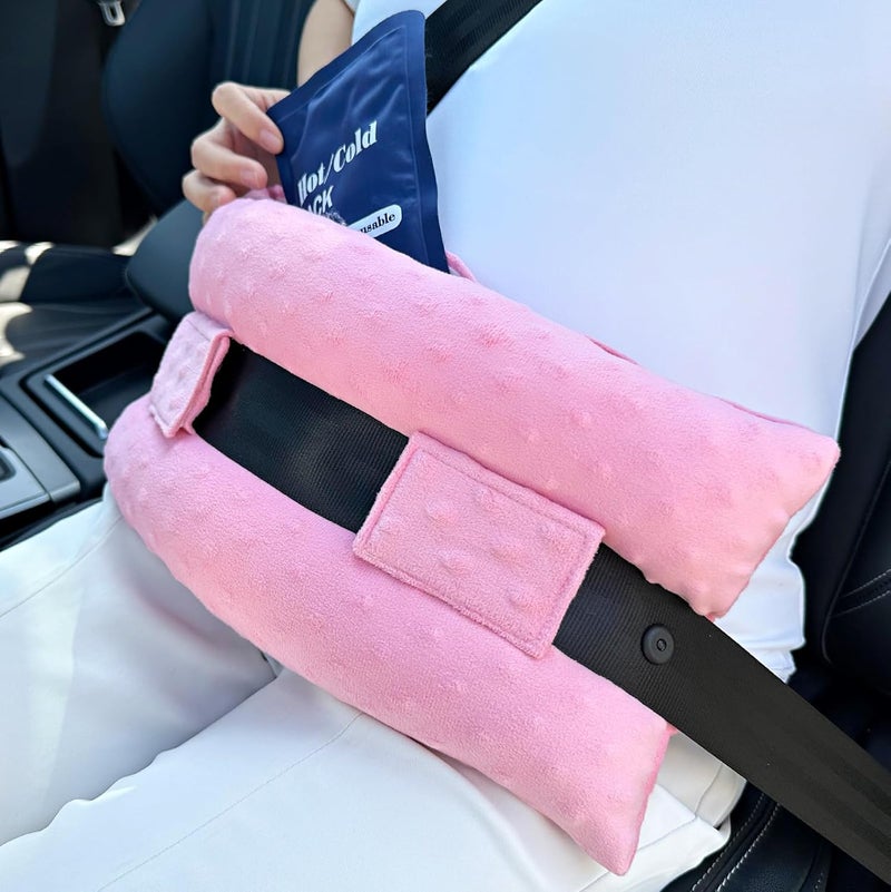 HapiPoppy Hysterectomy Seatbelt Pillow Hysterectomy Recovery Must Haves Post Surgery Abdominal Pillows with Ice/Hot Pocket for Tummy Tuck C-Section Recovery Gifts Minky Dot Coral - Image 1